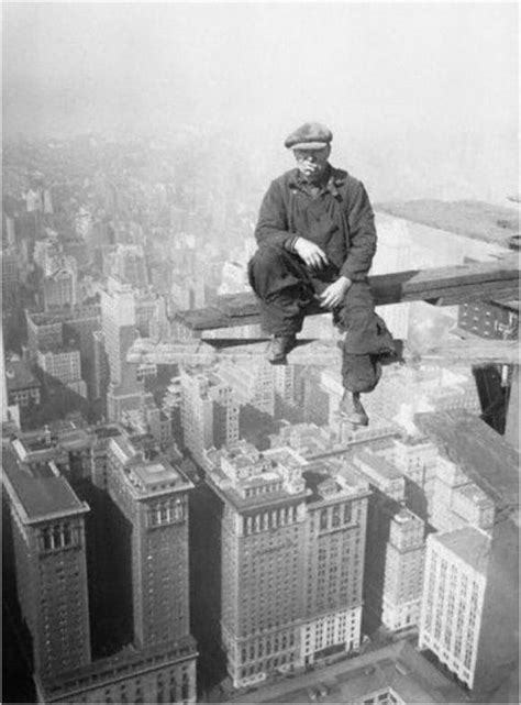 A Worker Relaxing During The Construction Of A New York Skyscraper In