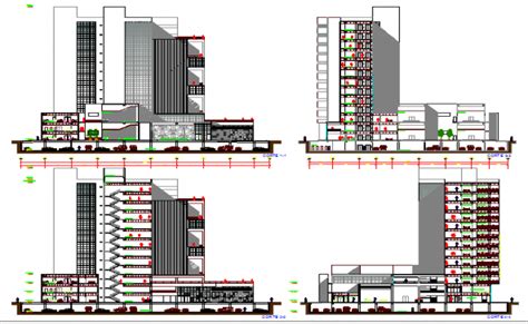 All Sided Elevation And Sectional Details Of Court Building Dwg File