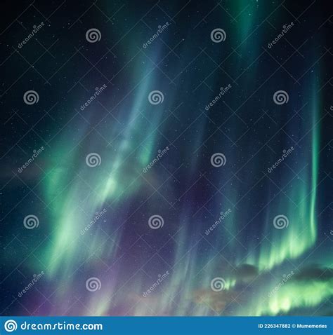 Aurora Borealis Northern Lights With Stars Glowing In The Night Sky