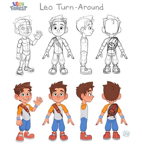 Quick Turn Around Sketch For Leo Character Model Sheet Boy Character