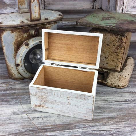 Rustic Recipe Box Wood Recipe Box Home And Storage White Etsy