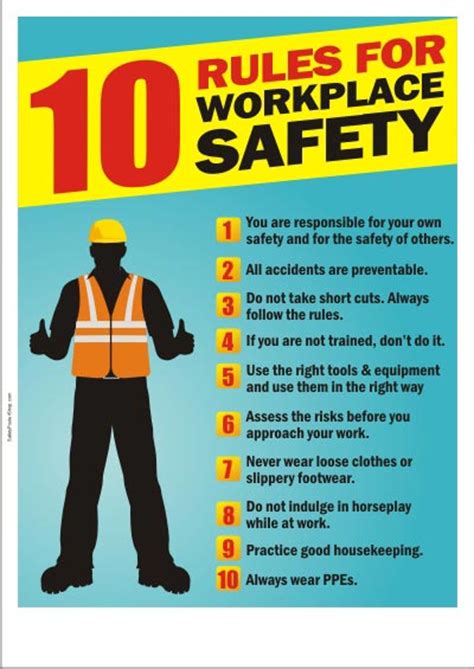 Safety Poster 10 Rules For Workplace Safety Safety Poster Shop
