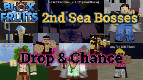2nd Sea Bosses Drop And Chance Roblox Blox Fruits Youtube