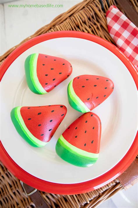 Watermelon Painted Rocks For Kids To Make