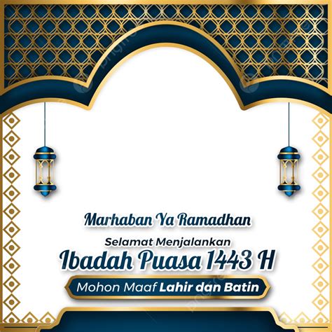 Marhaban Ya Ramadhan 1443 H Twibbon Banner Ornamento Islâmico Png