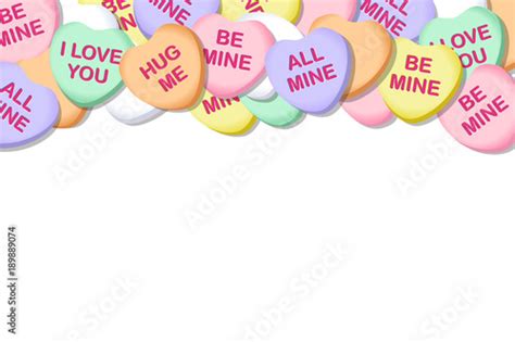 Valentines Day Candy Hearts Vector Background Border 1 Stock Vector
