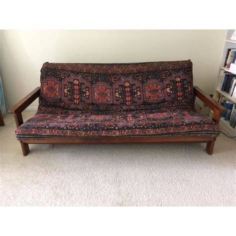 Metal poles or wooden beams connect the bottom bed (called the bottom bunk) to the top bed (called the top bunk). 1980s Vintage Brazilian Solid Cherrywood Futon Sofa Bed | Chairish