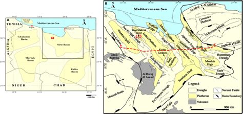 A A Map Showing The Major Sedimentary Basins In Libya B A