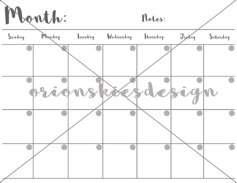 Extra Large Blank Month Calendar Printable