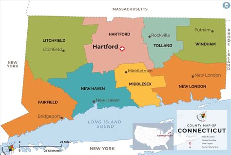 Connecticut County Map County Map With Cities