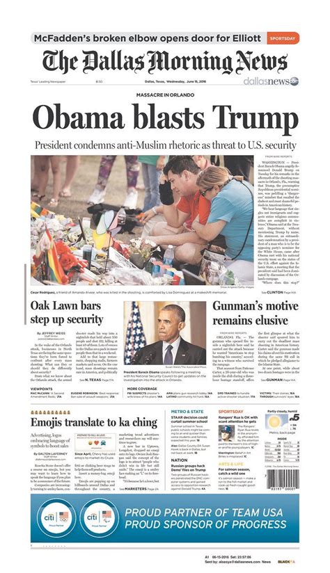 The Dallas Morning News Todays Front Pages Newseum Dallas