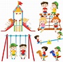 Many children playing in playground 414701 Vector Art at Vecteezy