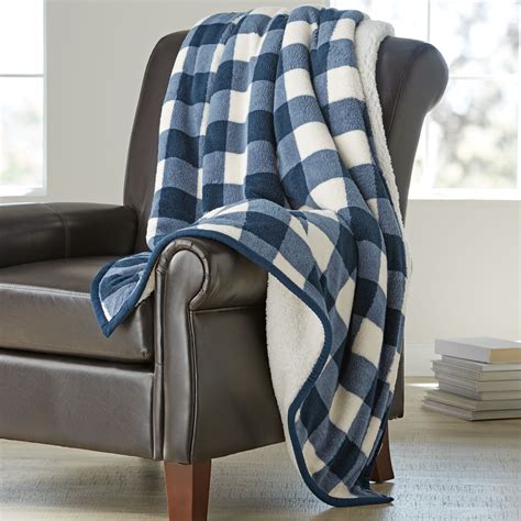 Better Homes And Gardens Printed Sherpa To Sherpa Throw Blanket Navy