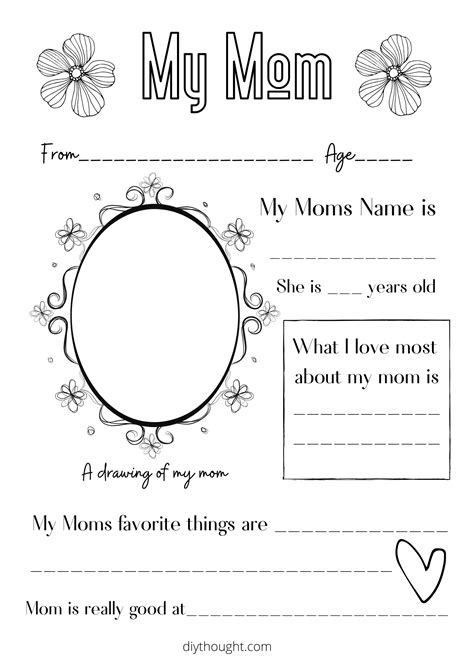 About My Mum Mom Printable Diy Thought