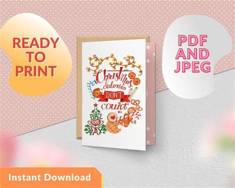 Printable Christmas Cards Digital Download Merry Christmas Etsy