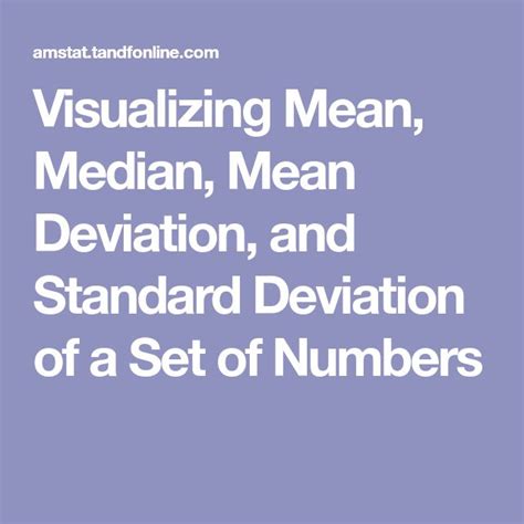 Visualizing Mean Median Mean Deviation And Standard Deviation Of A