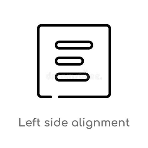Outline Left Alignment Vector Icon Isolated Black Simple Line Element