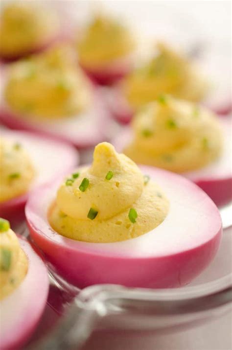 Pink Pickled Deviled Eggs