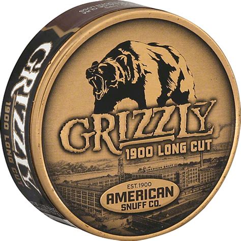 Grizzly Snuff Moist Long Cut Premium Natural Tobacco Sun Fresh