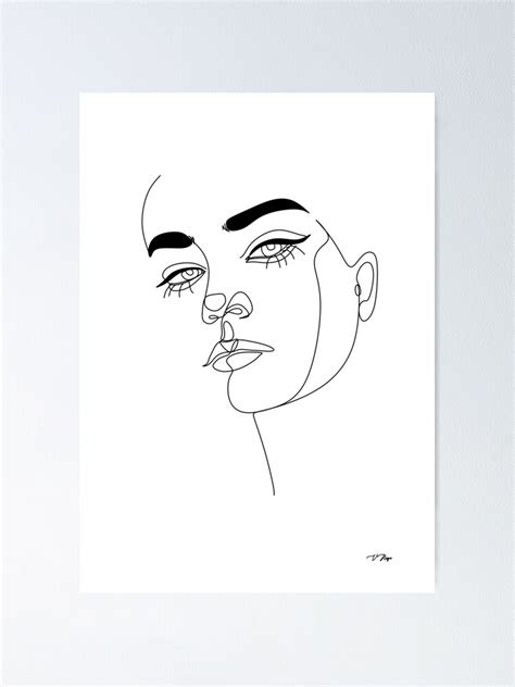 Abstact Line Art Face Line Drawing Woman Face Single