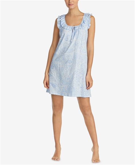 Lauren Ralph Lauren Classic Knits Ruffle Trim Cotton Nightgown Macys