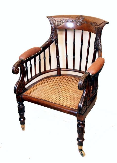 Antique Regency Oak Library Bergere Type Chair At 1stdibs