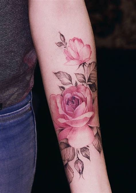 Watercolor Pink Rose Tattoo Inkstylemag Pink Rose Tattoos Tattoos