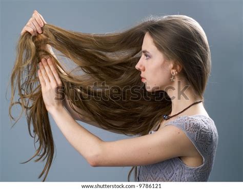 Profile Girl Long Hair Hands Stock Photo Edit Now 9786121