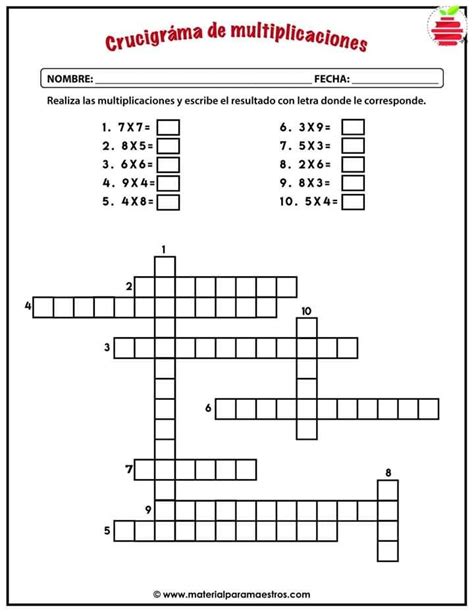 Crucigrama De Multiplicaciones Math Work Crossword Pu Vrogue Co