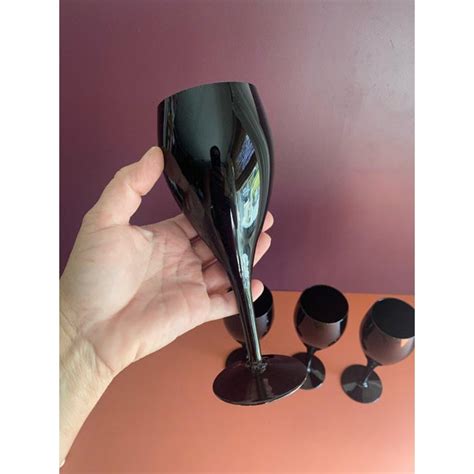 vintage black crystal wine glasses set of 4 chairish