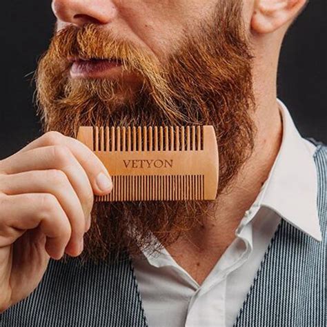 Beard Comb Sandalwood Two Side Teeth Mustache Comb Portable For Men Smoothing Mustache Grooming