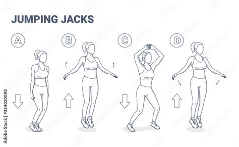 Jumping Jacks Exercise Girl Workout Star Jumps Illustration A Young