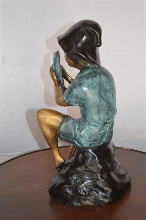Boy Holding A Fish Bronze Statue Fountain Size 8l X 9w X 18h Nifao