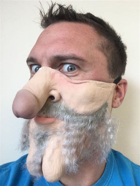 Funny Half Face Mask Old Man Dick Nose Willy Face Grandad Gramps Grey Hair Stag Ebay