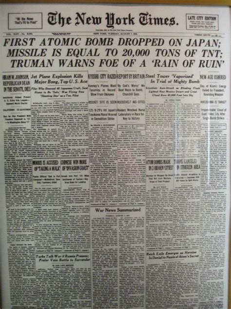 August 6 1945 New York Times Newspaper Historical Newspaper