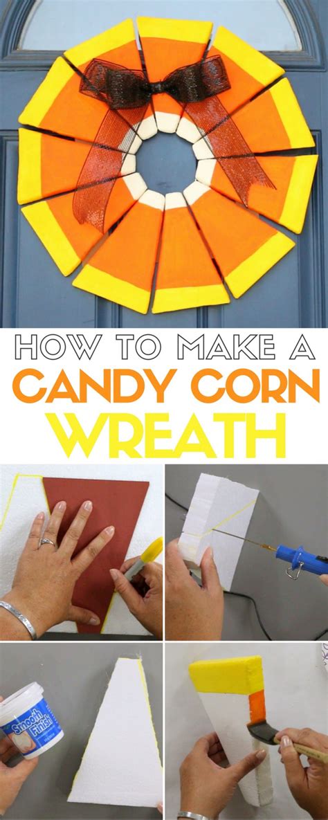 How To Make A Candy Corn Wreath For Halloween The Crafty