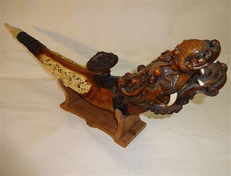 Sold Price Ornate Carved Resin Dragon Opium Pipe July 3 0114 600