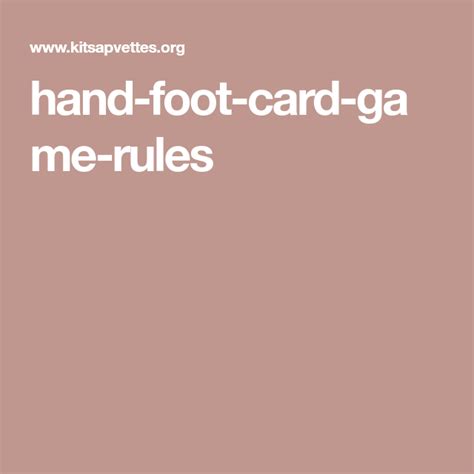Hand And Foot Game Rules Printable