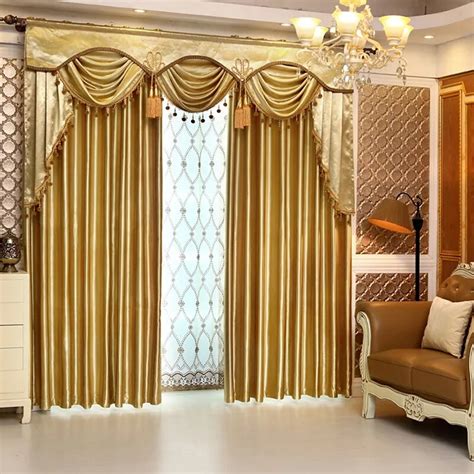Custom Curtains Simple European Luxury Solid Gold Color Super Soft