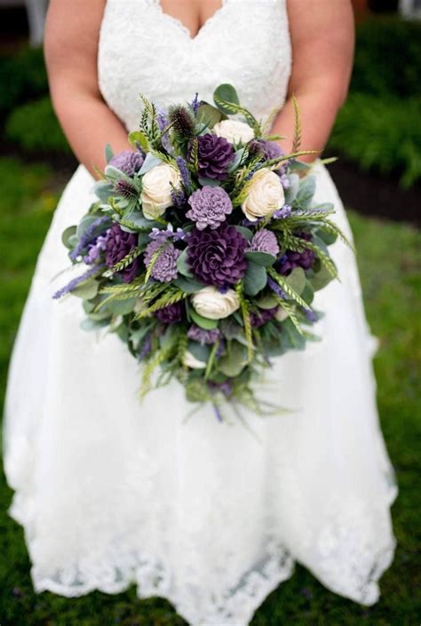 This Purple Cascading Bouquet Was Custom Made For This Beautiful Bride