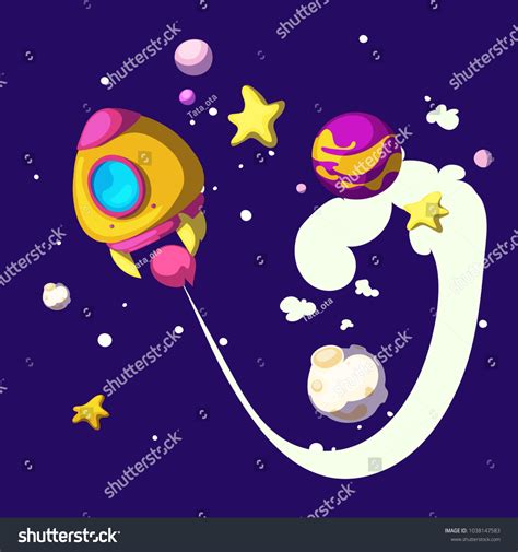 Spaceship Rocket Fly Space Among Planets Stock Vector Royalty Free