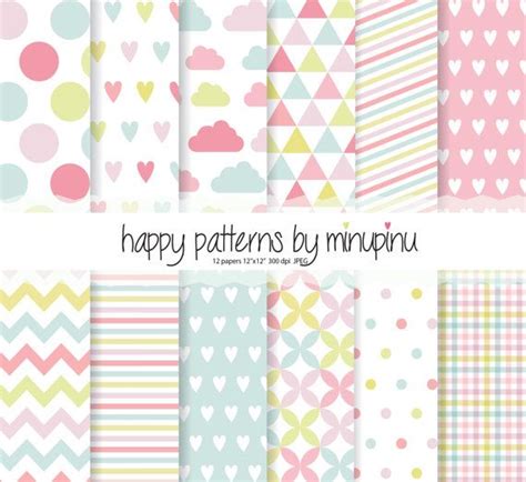 Scrapbook Digital Paper Cotton Candy Cute Blue Pink And Green Patterns