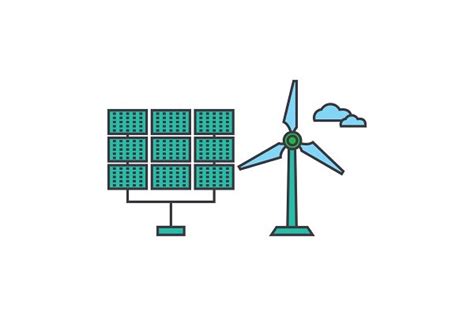 Renewable Energy Line Icon Concept Renewable Energy Flat Vector Sign