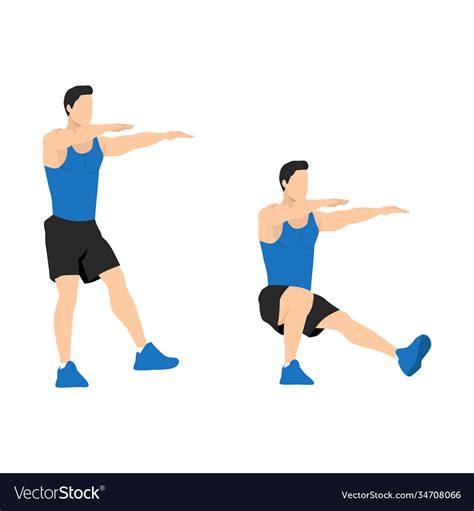 Man Doing Single Leg Squat Pistol Squats Exercise Vector Image
