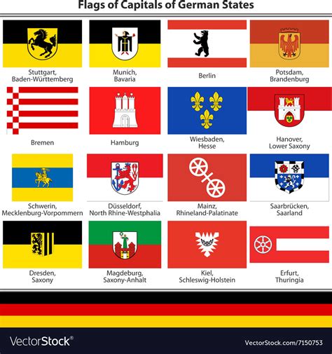 Flags Of Capitals Of German States Royalty Free Vector Image
