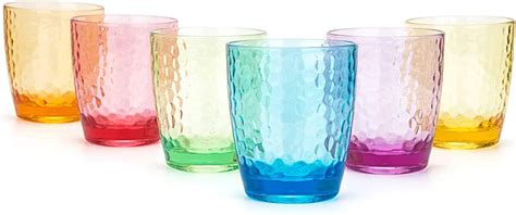 hammered style 15 ounce 430ml acrylic glasses plastic tumbler set of 6 multi color bpa free