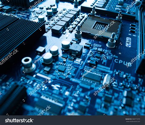 Microprocessor Motherboard Background Computer Board Chip Stock Photo