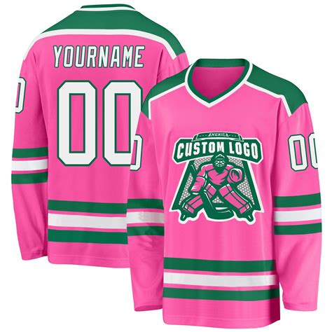 Custom Pink White Kelly Green Hockey Nhl Jersey