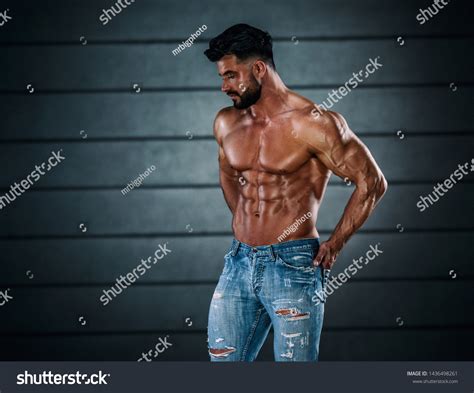 Shirtless Muscular Men Jeans Foto Stock Shutterstock