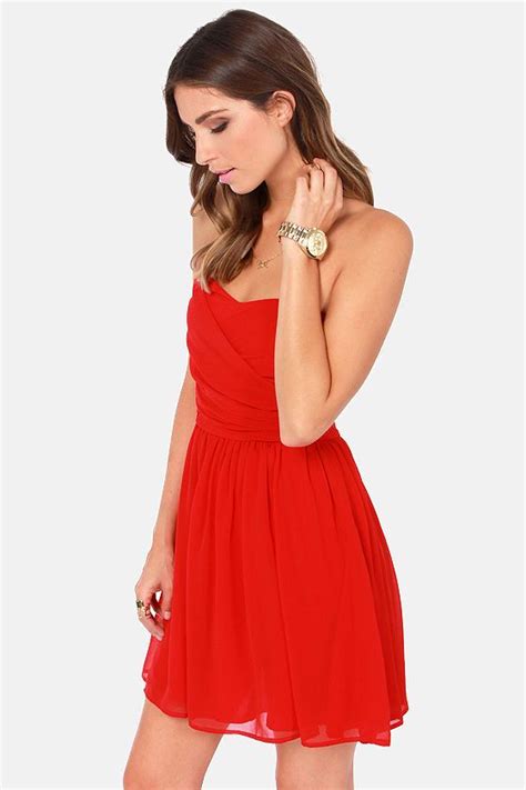 exclusive sash flow strapless red dress red strapless dress red dress dresses